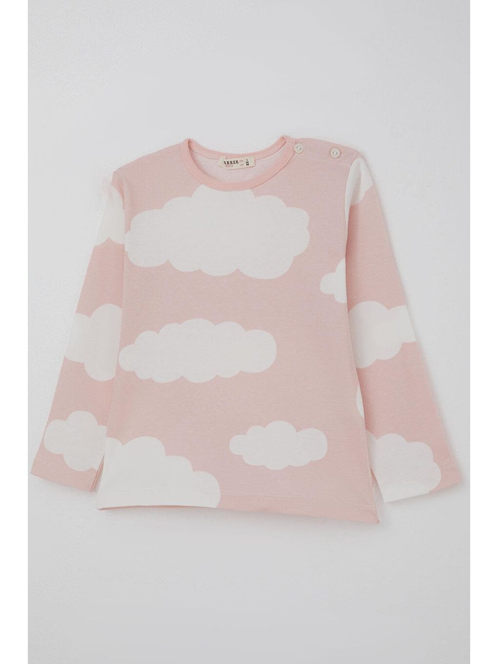 Kız Çocuk Pijama Takımı Bulut Desenli Pembe (1-3 Yaş)-5