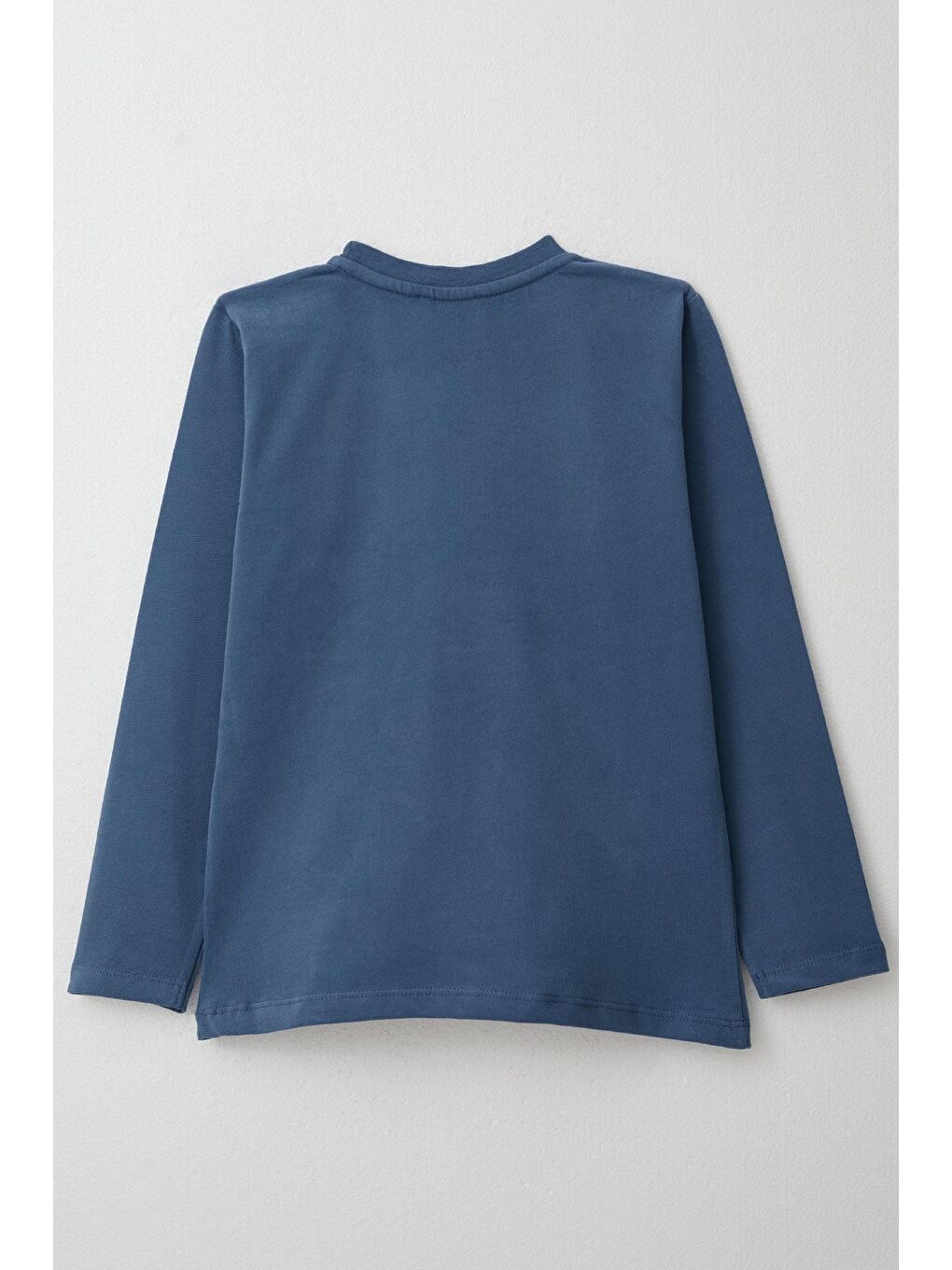 Erkek Çocuk Uzun Kollu Tişört Cool Yazı Armalı Cepli İndigo (4-8 Yaş)-1