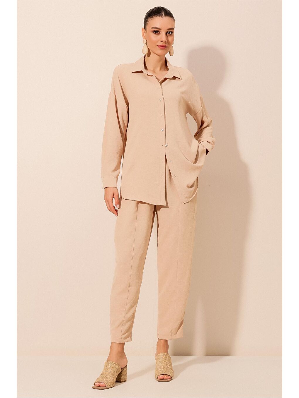6593 Oversize İkili Takım - Bej