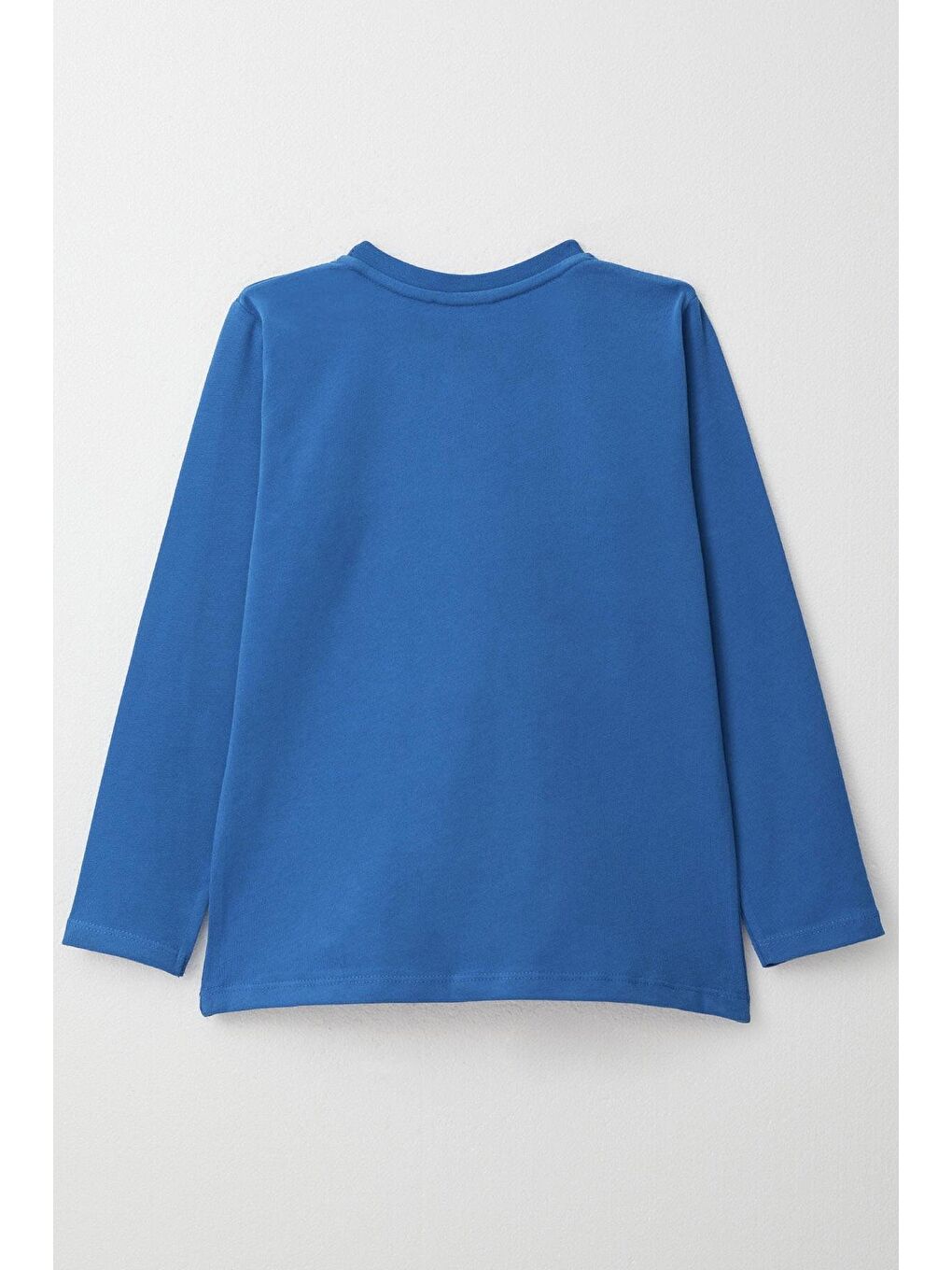 Erkek Çocuk Uzun Kollu Tişört Cool Yazı Armalı Cepli Saks Mavisi (4-8 Yaş)-1