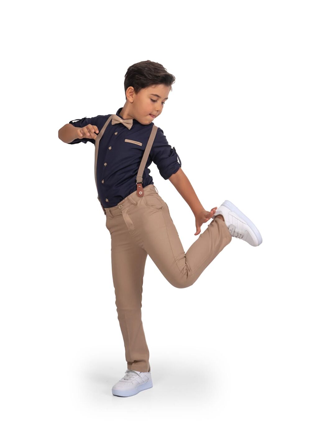 Lacivert Oxford Gömlek Uzun Pantolon Erkek Çocuk Takımı MNK0302-1