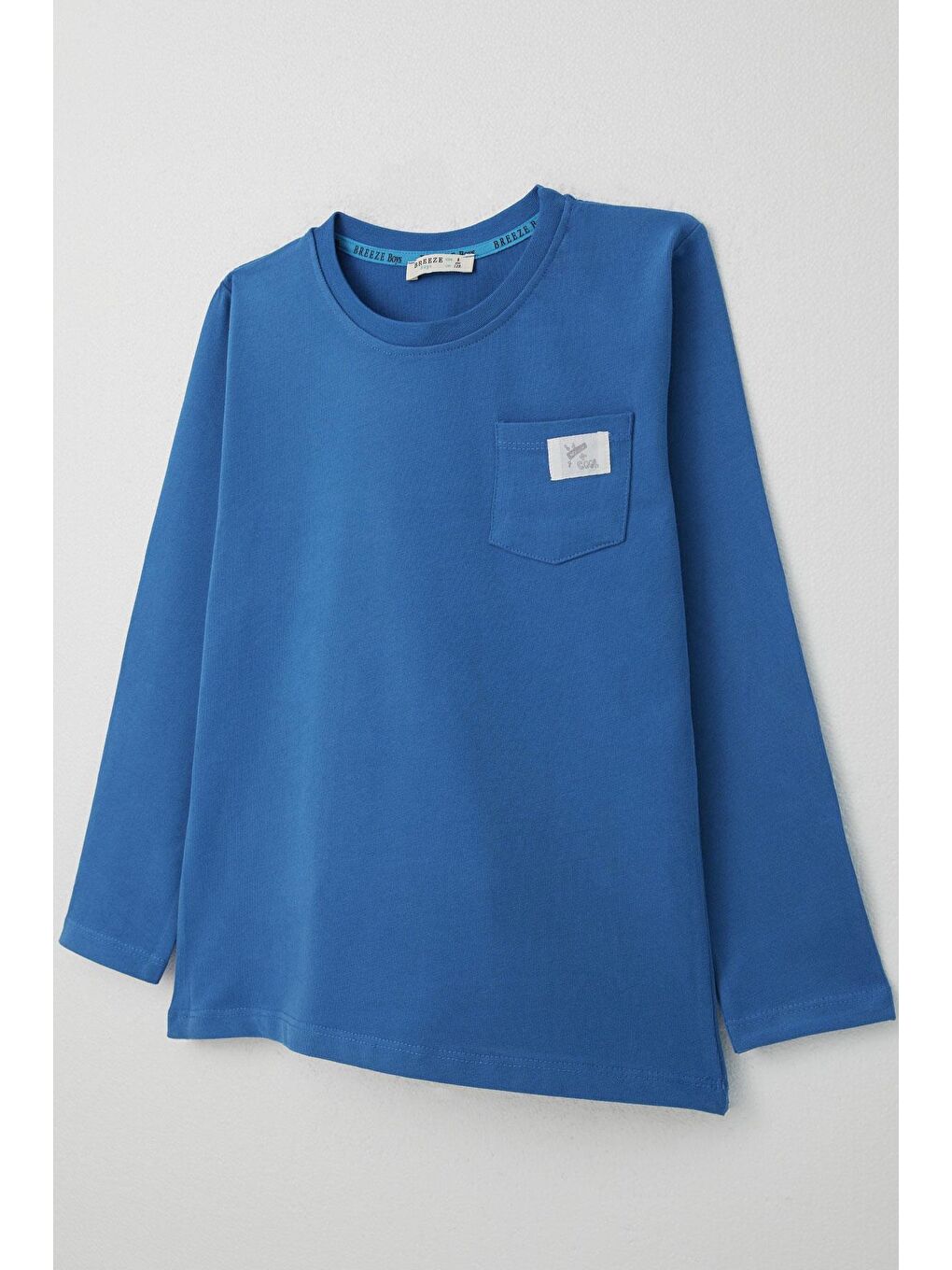 Erkek Çocuk Uzun Kollu Tişört Cool Yazı Armalı Cepli Saks Mavisi (4-8 Yaş)-2