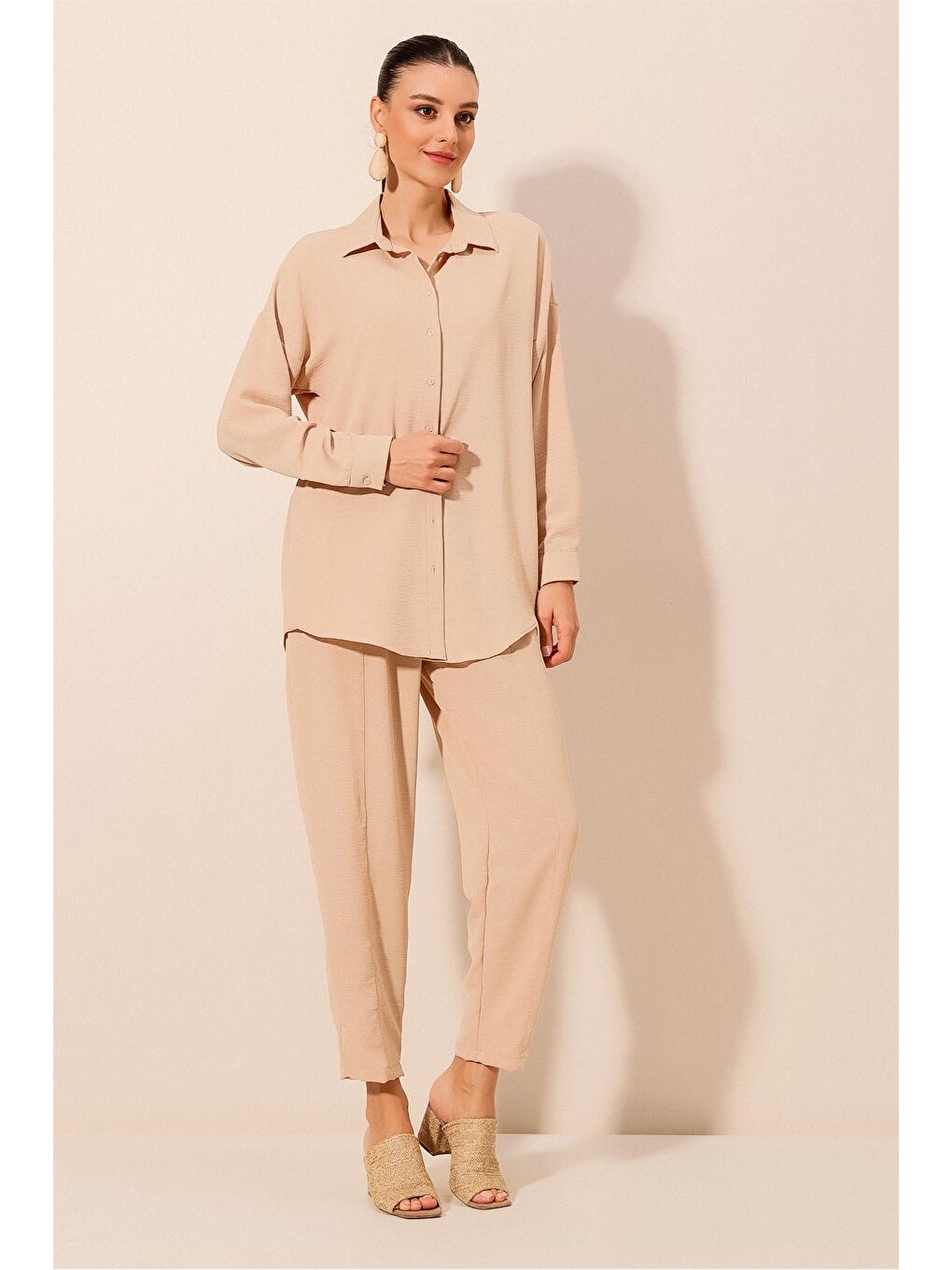 6593 Oversize İkili Takım - Bej-2