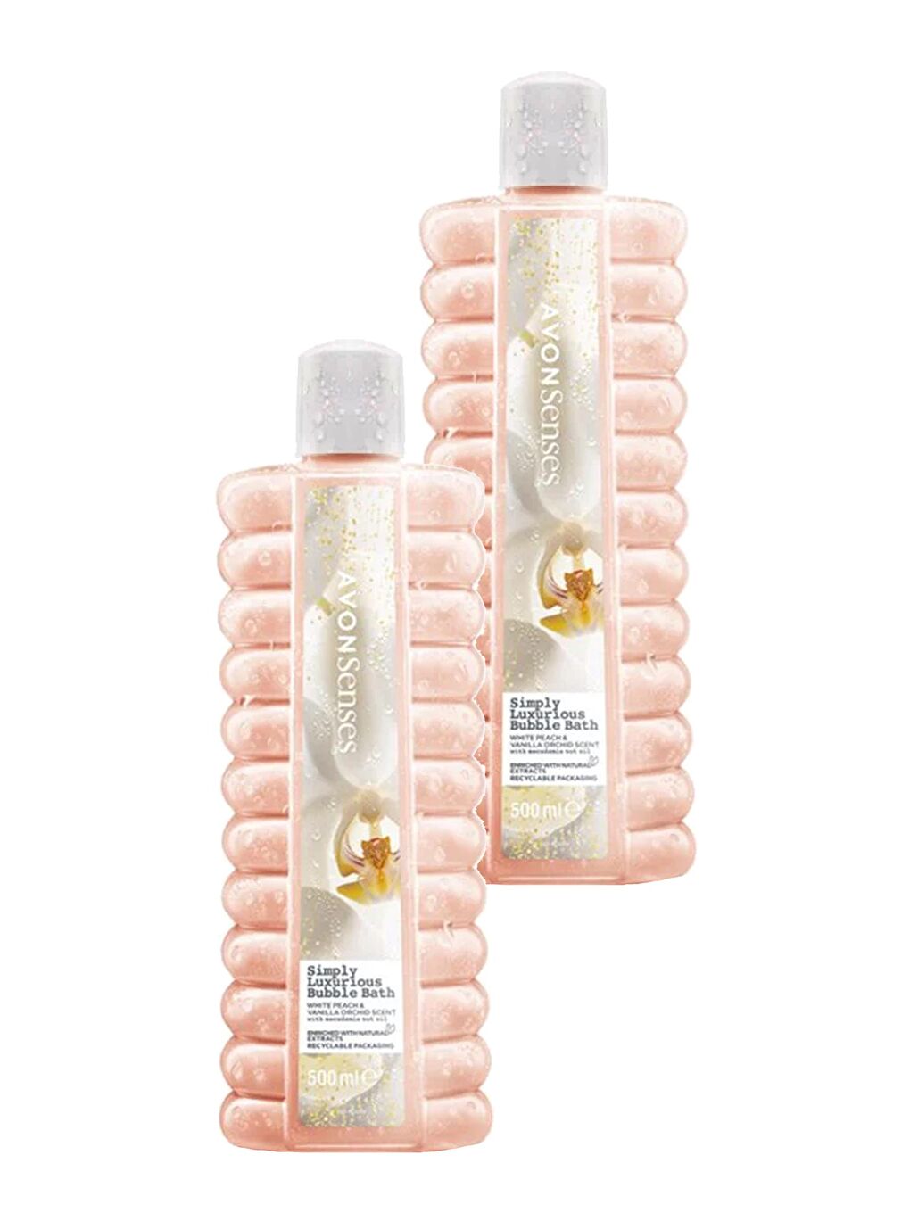 AVON Simply Luxurious Beyaz Şeftali ve Vanilya Orkide Kokulu Banyo Köpüğü 500 Ml. İkili Set