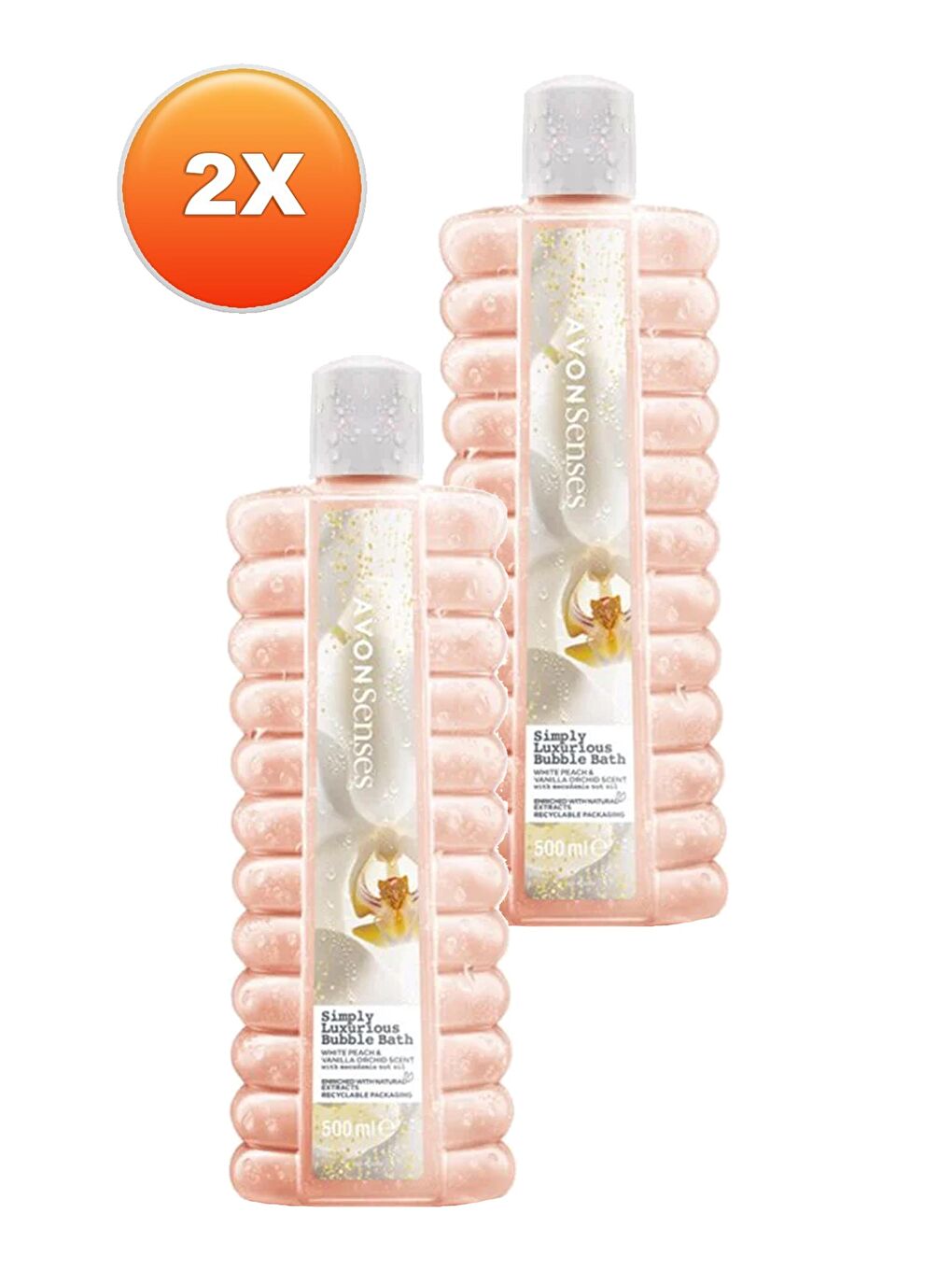 AVON Simply Luxurious Beyaz Şeftali ve Vanilya Orkide Kokulu Banyo Köpüğü 500 Ml. İkili Set - 1