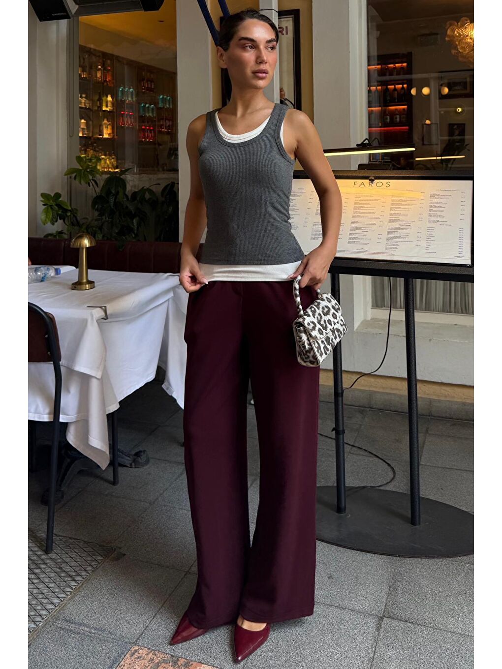 Gri Çift Kat Görünümlü Kadın Atlet Mg2558-8