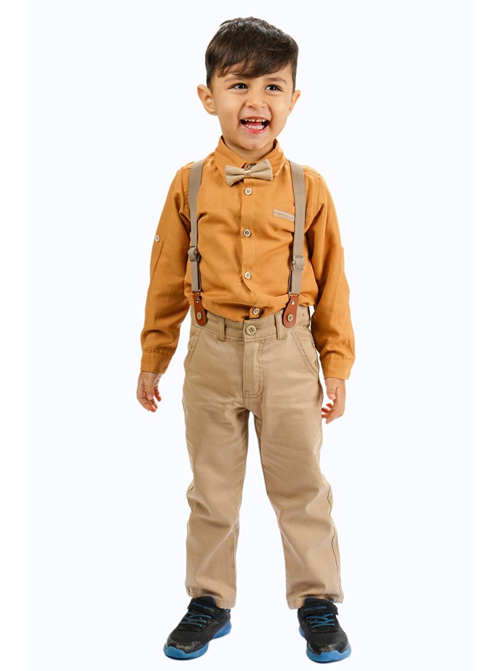 Sarı Oxford Gömlek Uzun Pantolon Erkek Çocuk Takımı MNK0302-2