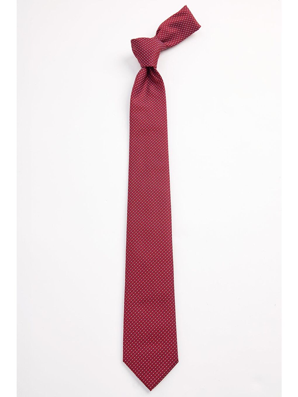 Kırmızı Klasik Cep Mendilli Desenli Kravat-1
