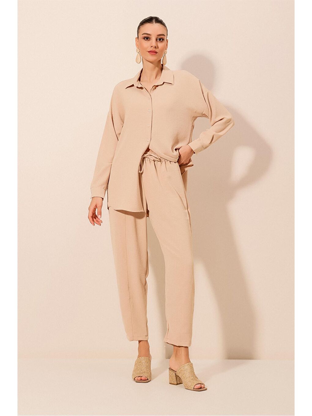 6593 Oversize İkili Takım - Bej-5