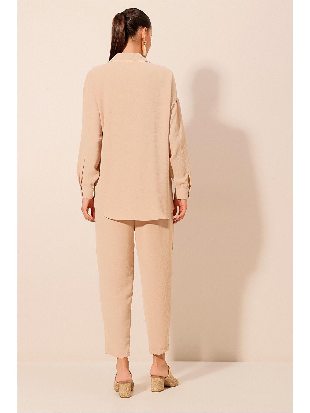 6593 Oversize İkili Takım - Bej-6