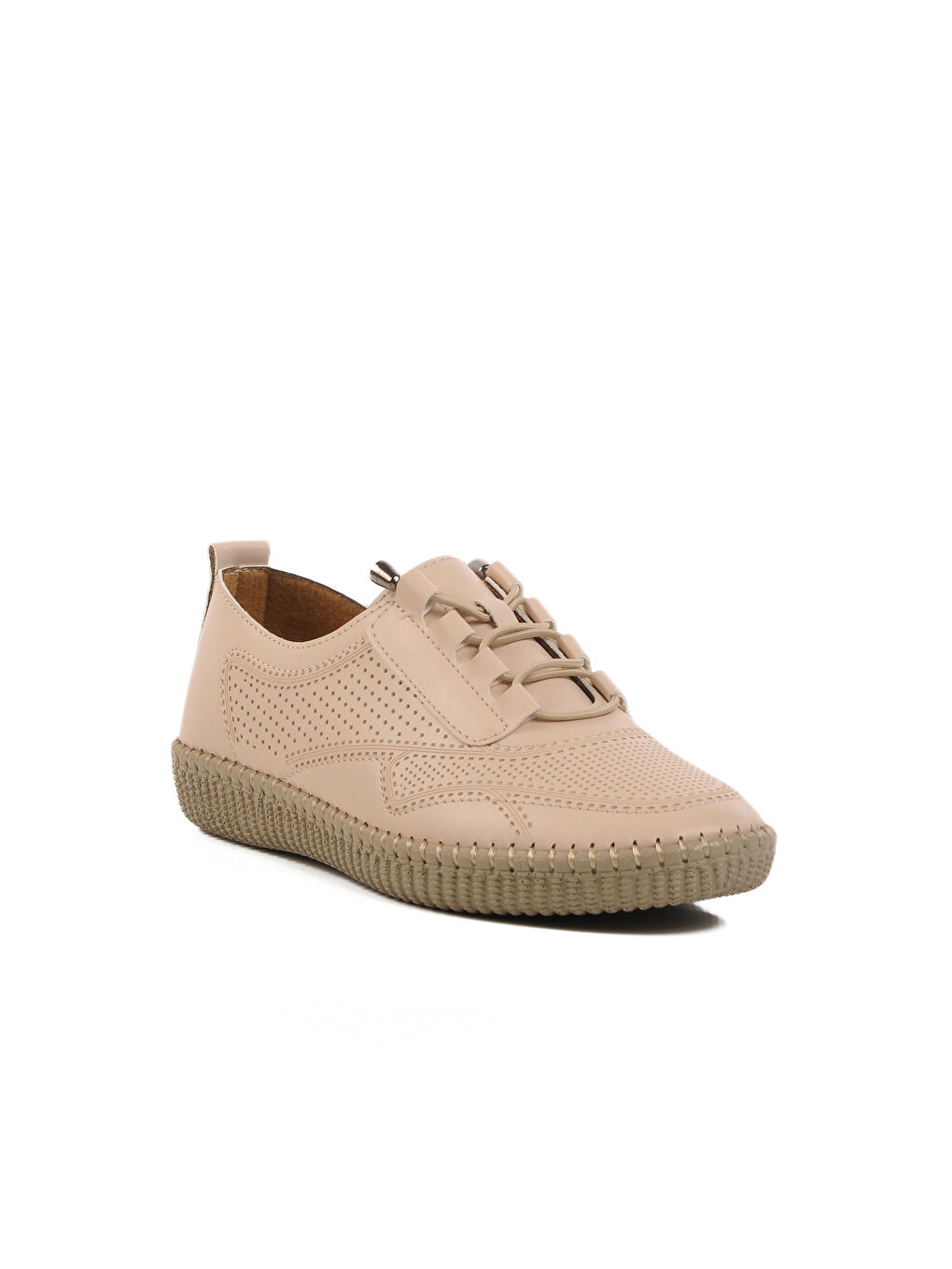 Bej Hafif Lastik Bağcıklı Kadın Casual Ayakkabı 651566 Z-2