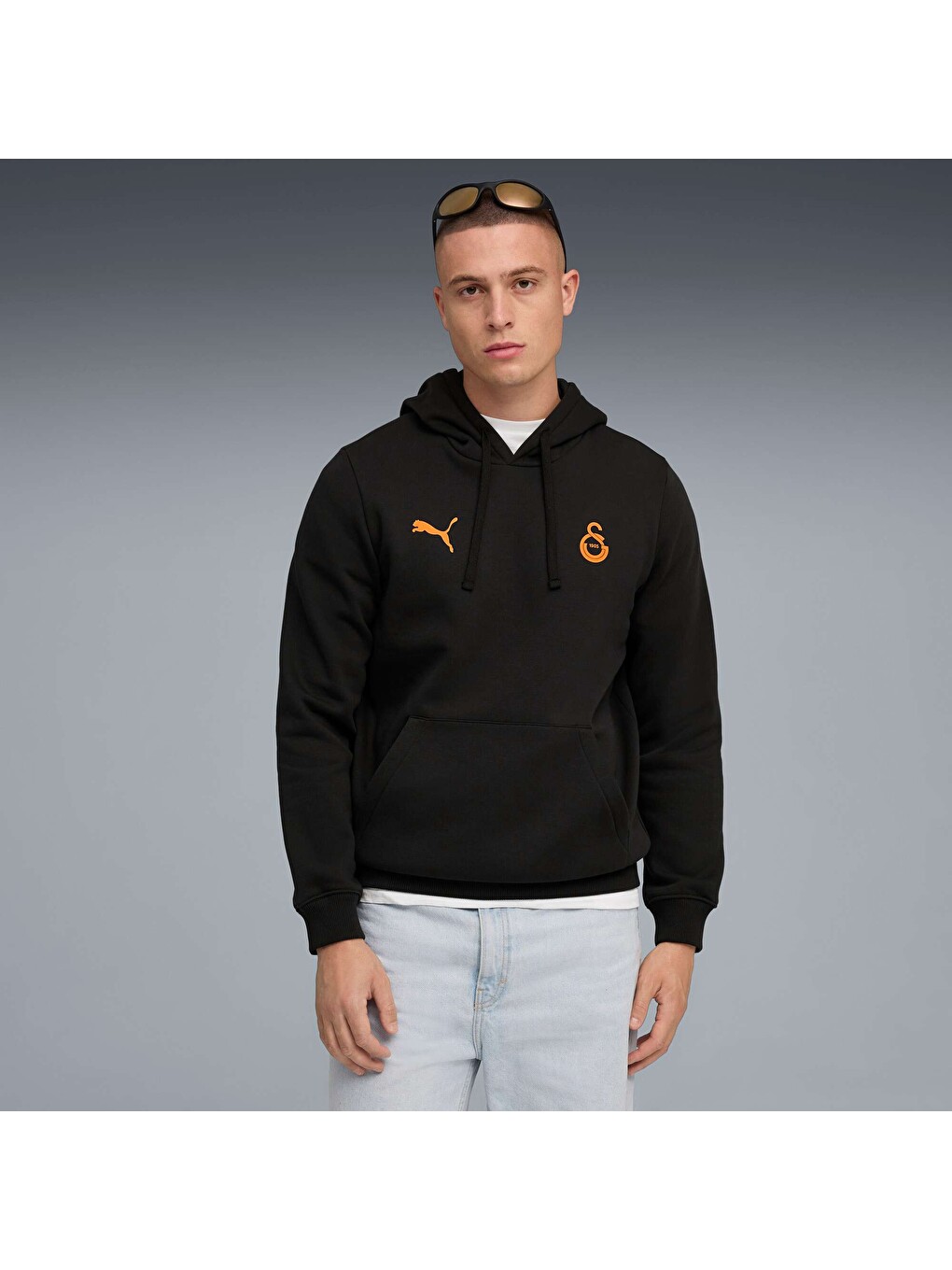 Siyah GALATASARAY FtblESSENTIALS Erkek Kapüşonlu SWEATSHIRT-6