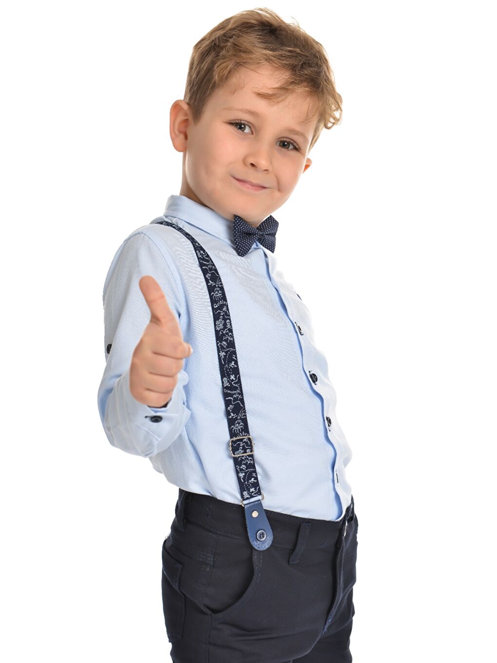 Mavi Oxford Gömlek Uzun Pantolon Erkek Çocuk Takımı MNK0302-2
