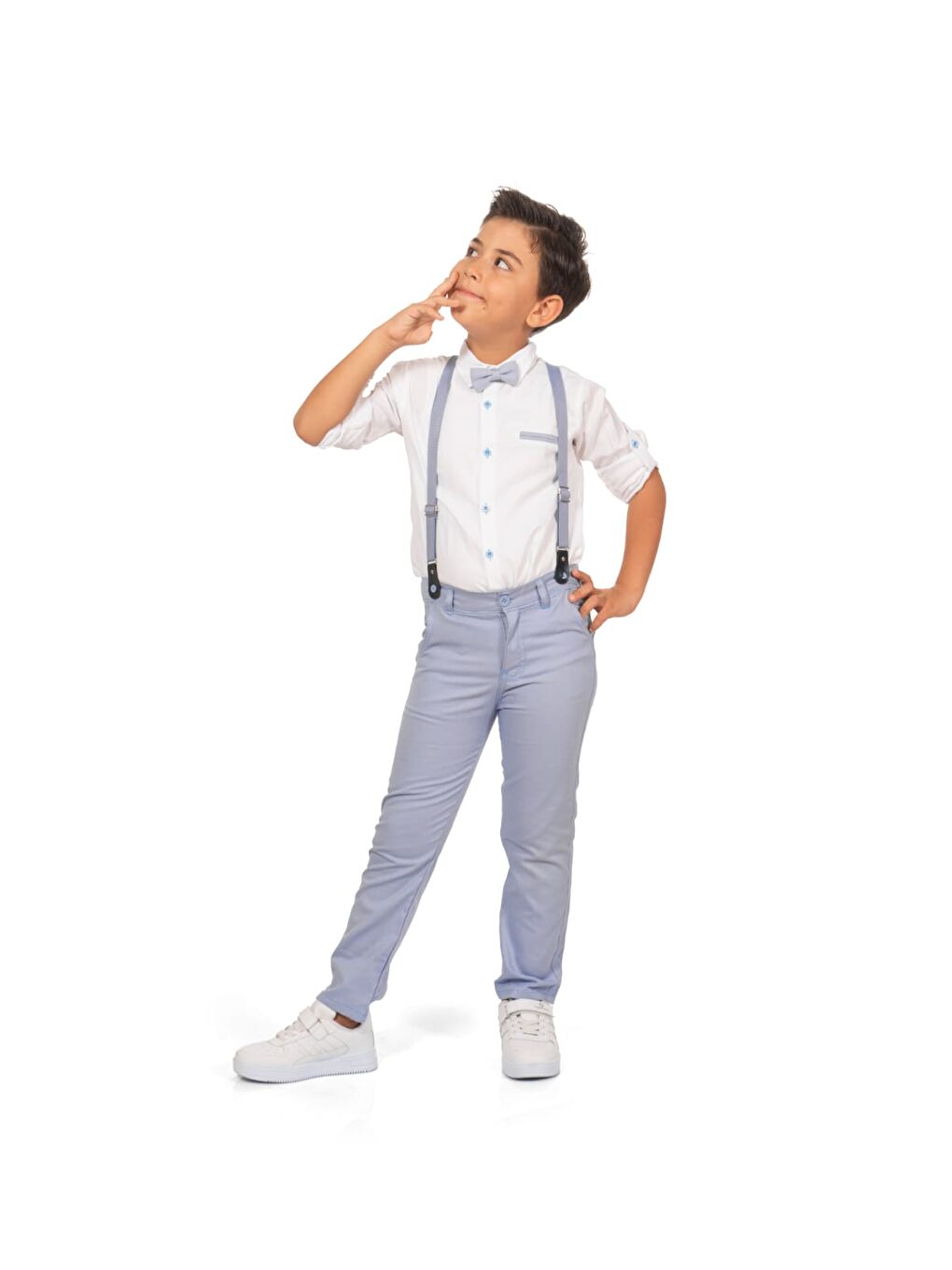 Mavi Oxford Gömlek Uzun Pantolon Erkek Çocuk Takımı MNK0302-1