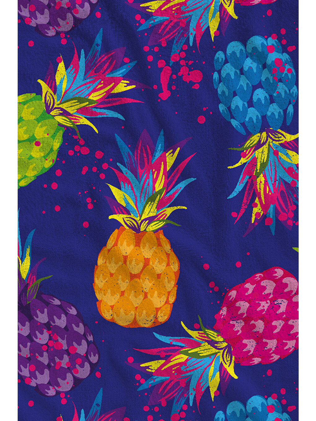 Lacivert Tropikal Meyve Desenli 70x150 Cm Dijital Baskılı Plaj Ve Banyo Havlusu-1