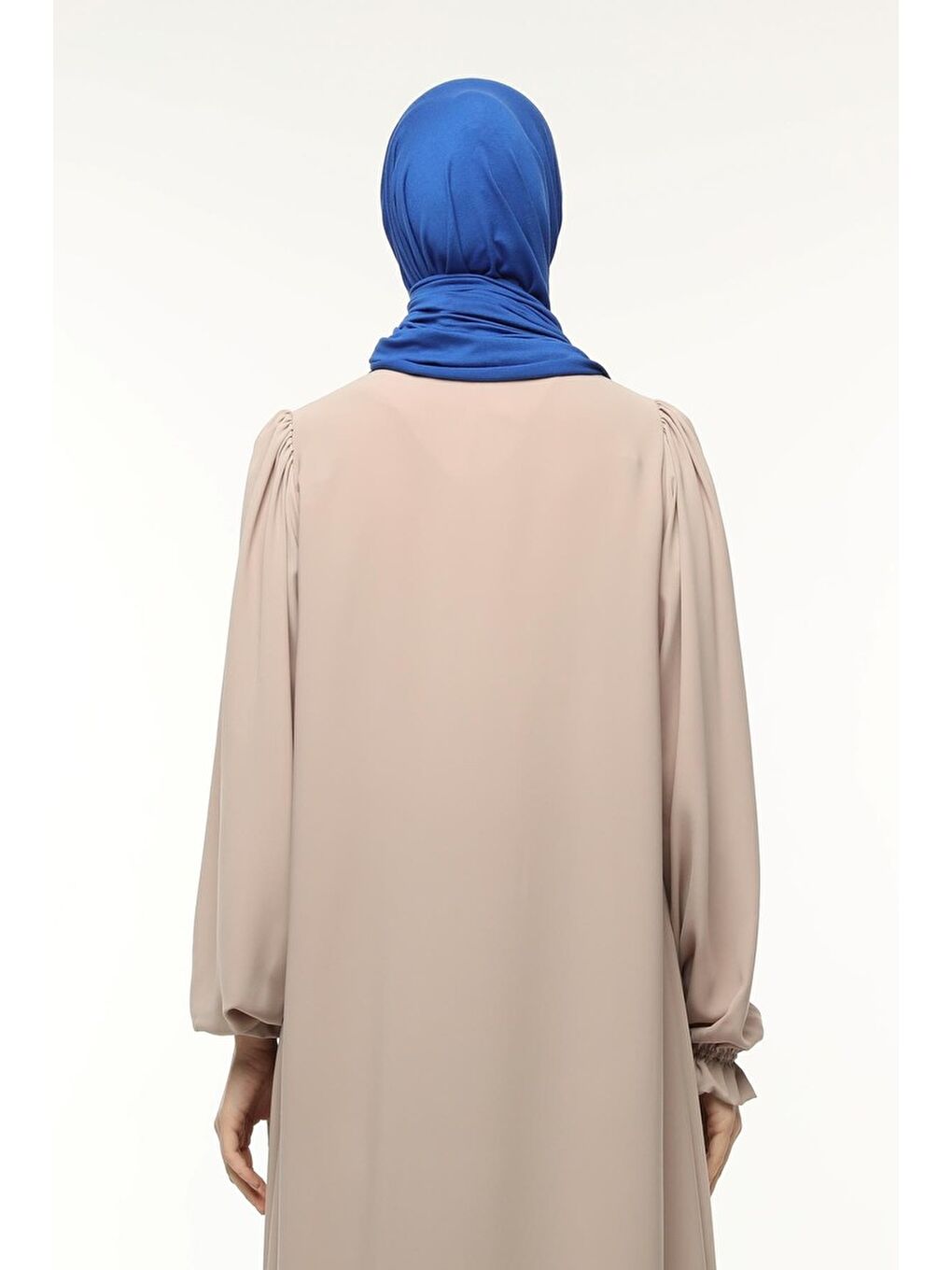Mavi Tesettür Düz Penye Şal-3