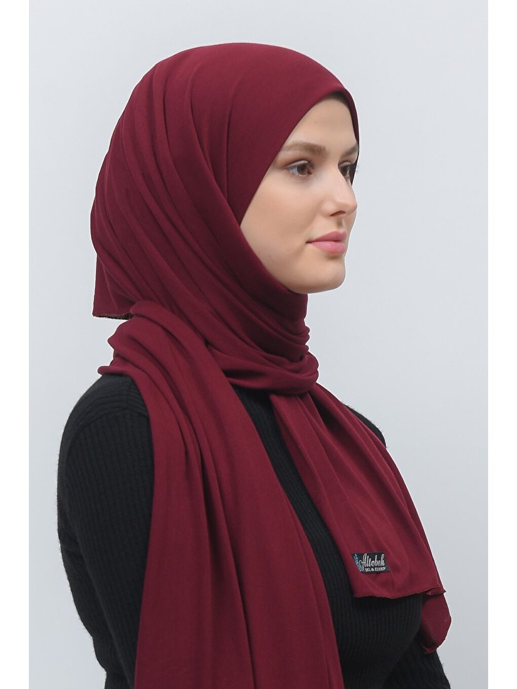 Bordo Tesettür Düz Penye Şal-3