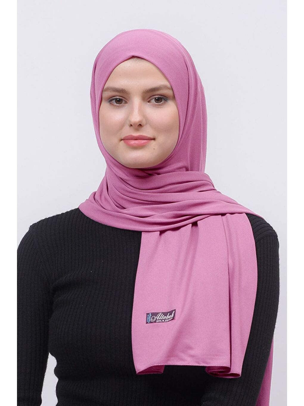 Pembe Tesettür Düz Penye Şal