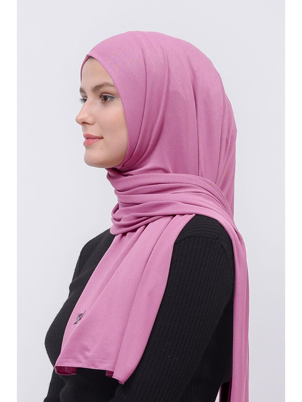 Pembe Tesettür Düz Penye Şal-2