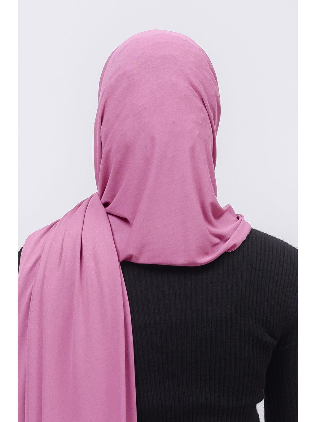 Pembe Tesettür Düz Penye Şal-3