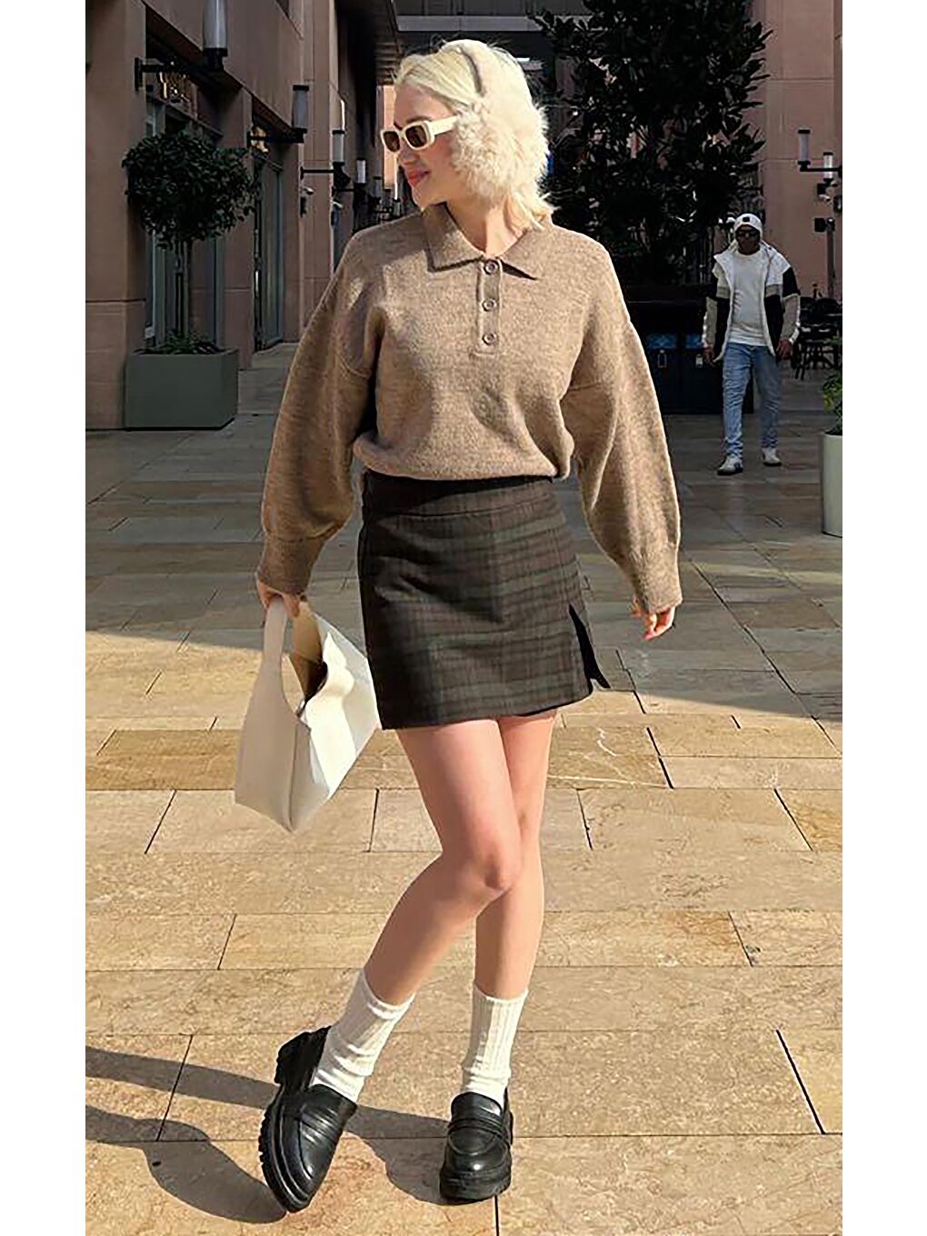 Haki Ekoseli Kadın Şort Etek Mg2316-1