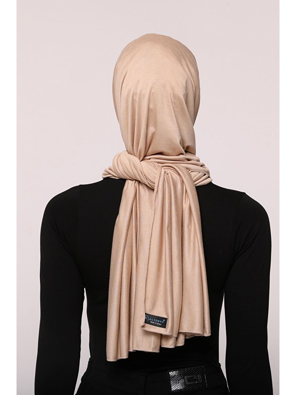 Bej Tesettür Düz Penye Şal-3