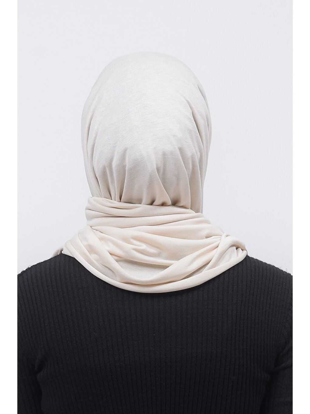 Ekru Tesettür Düz Penye Şal-4