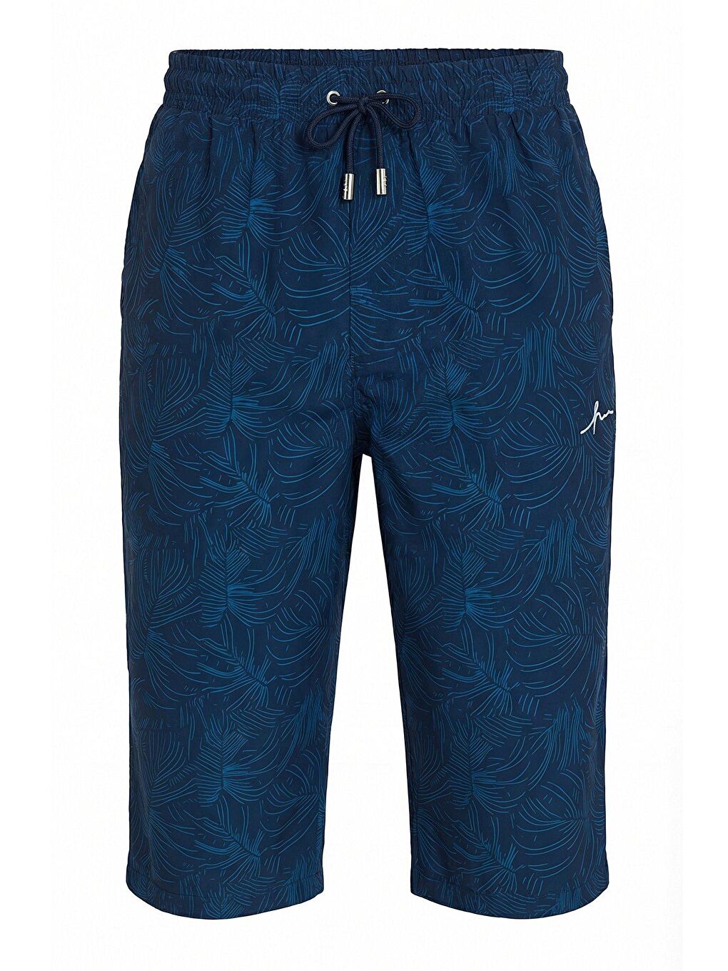 Mavi Çizgi Desenli Lacivert Uzun Erkek Havuz Ve Deniz Şortu 6012