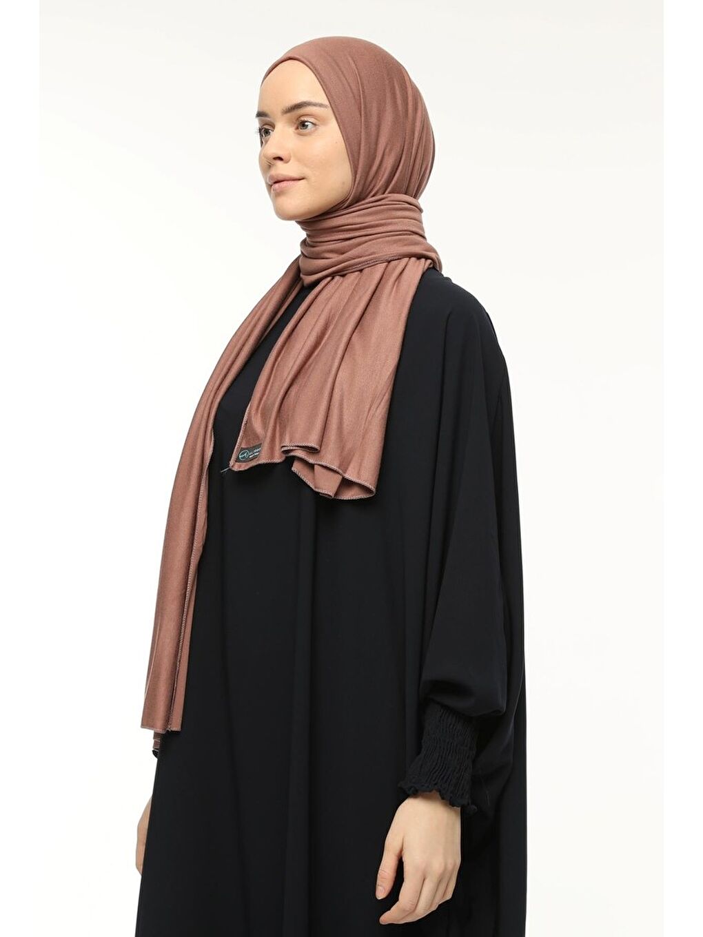Kahverengi Tesettür Düz Penye Şal-1