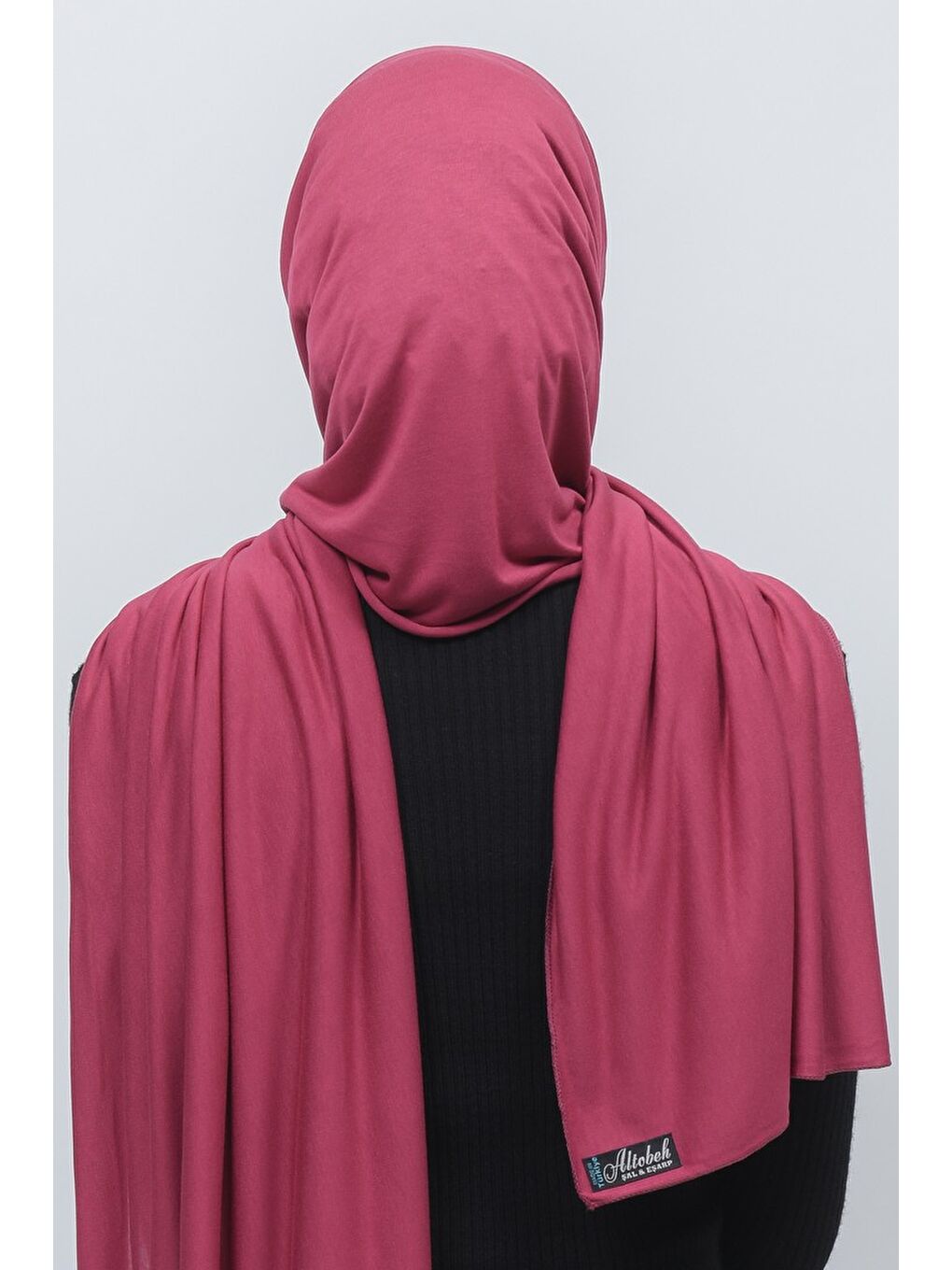 Pembe Tesettür Düz Penye Şal-4
