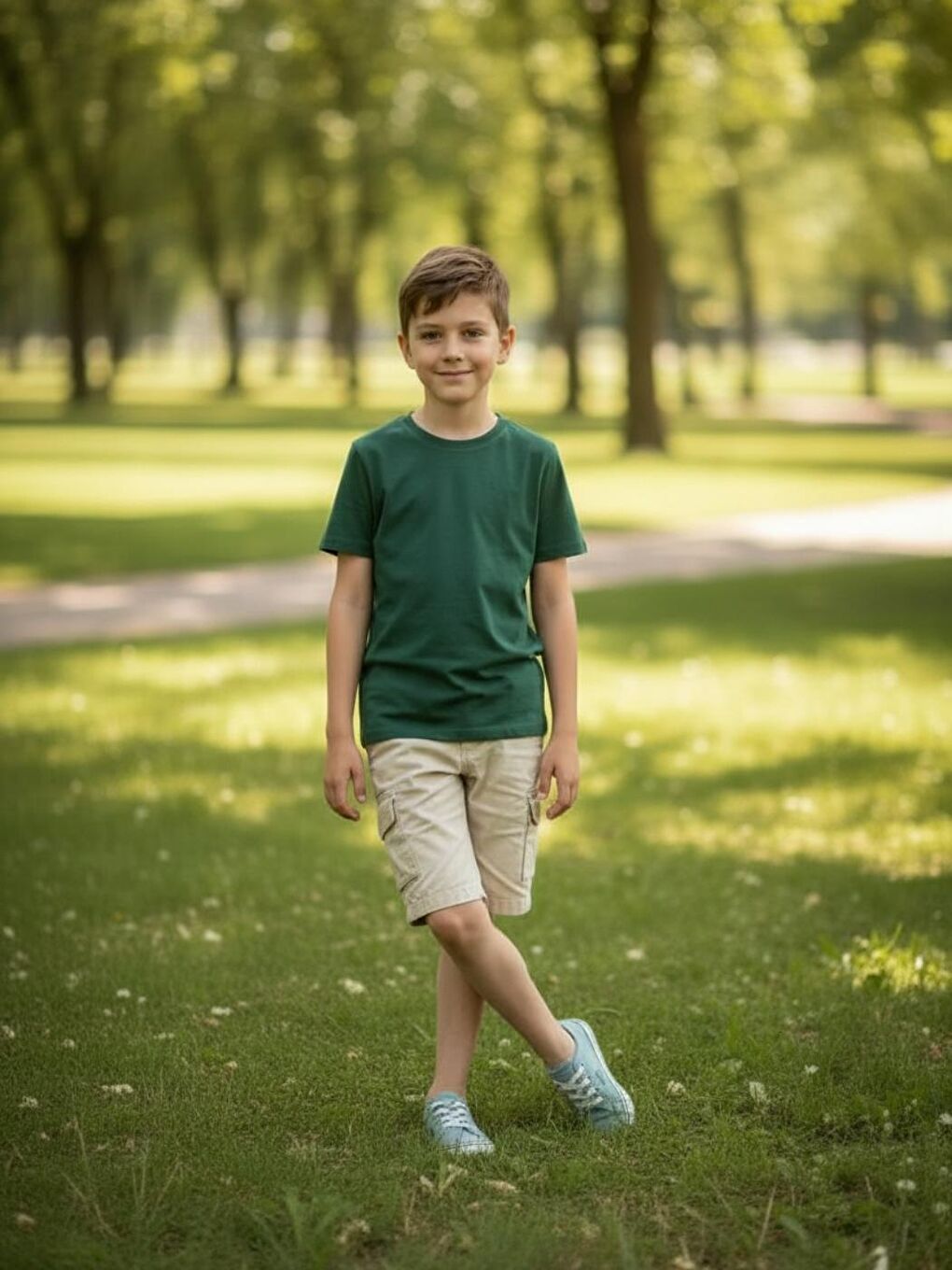 Kahverengi Erkek Çocuk Bel Lastikli Yan Cepli 3-14 Yaş Kapri Şort-2