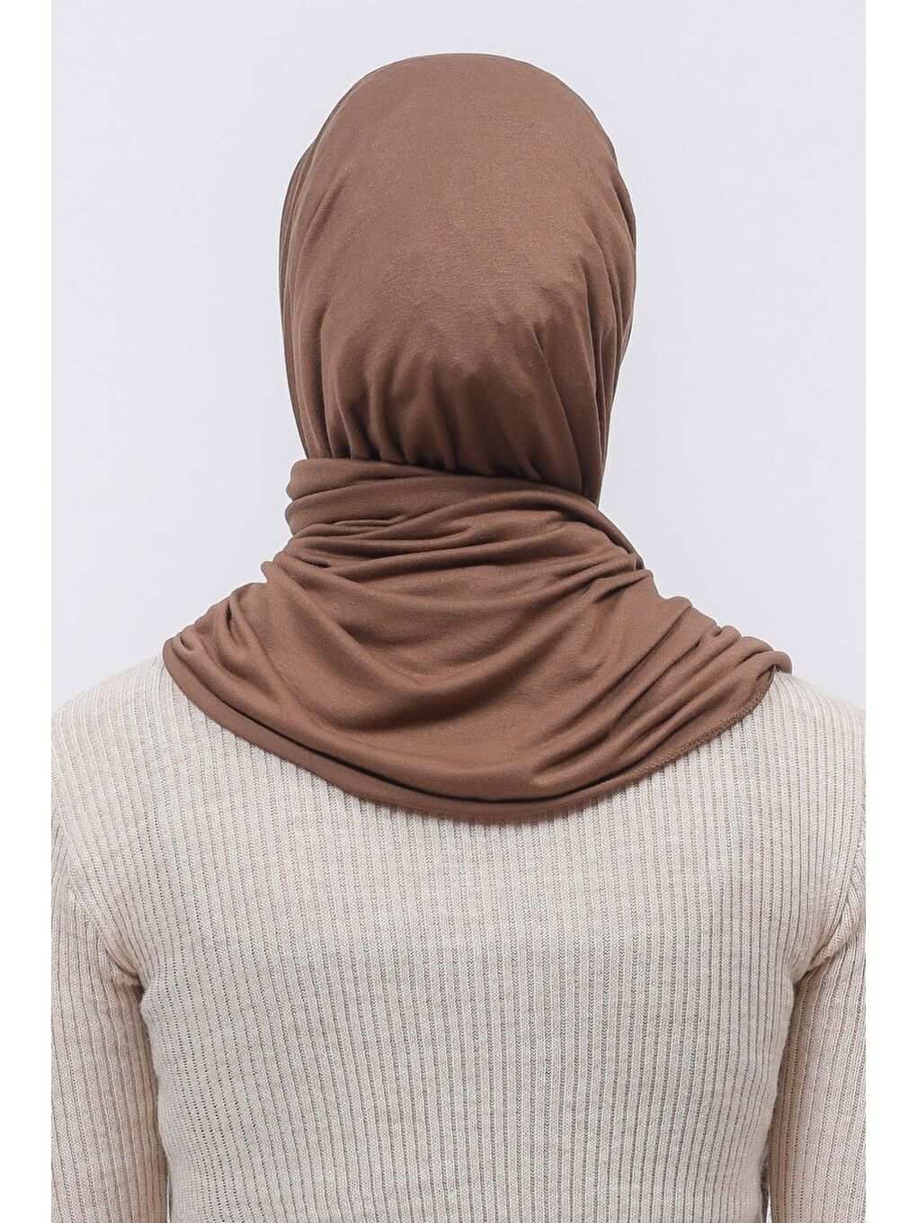 Kahverengi Tesettür Düz Penye Şal-4