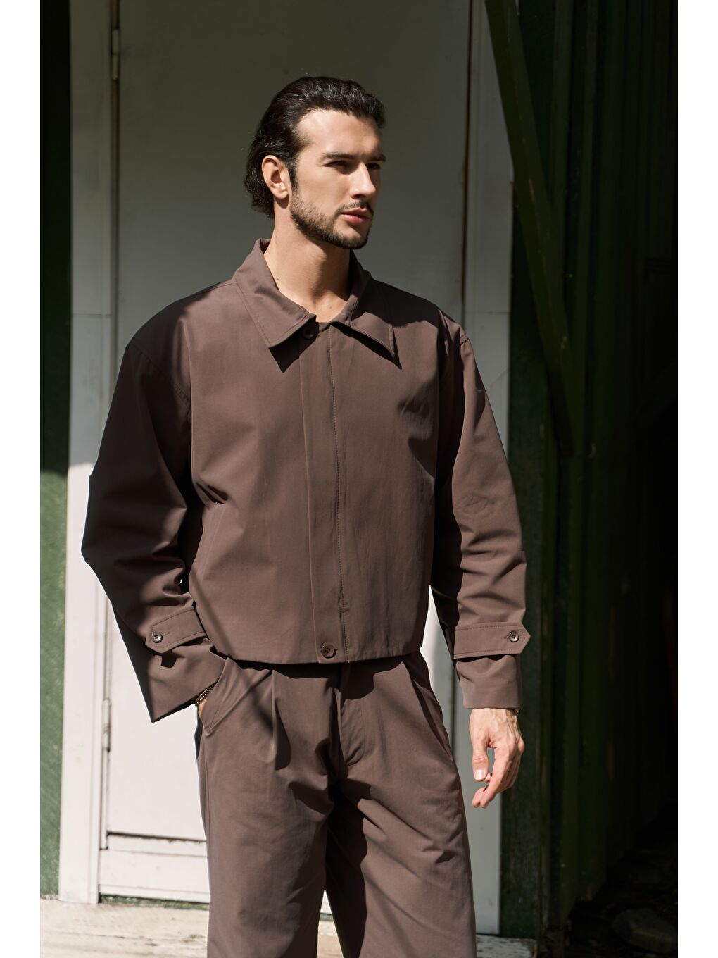 Kahverengi Sergio Kemer Detay Kahve Erkek Ceket-4