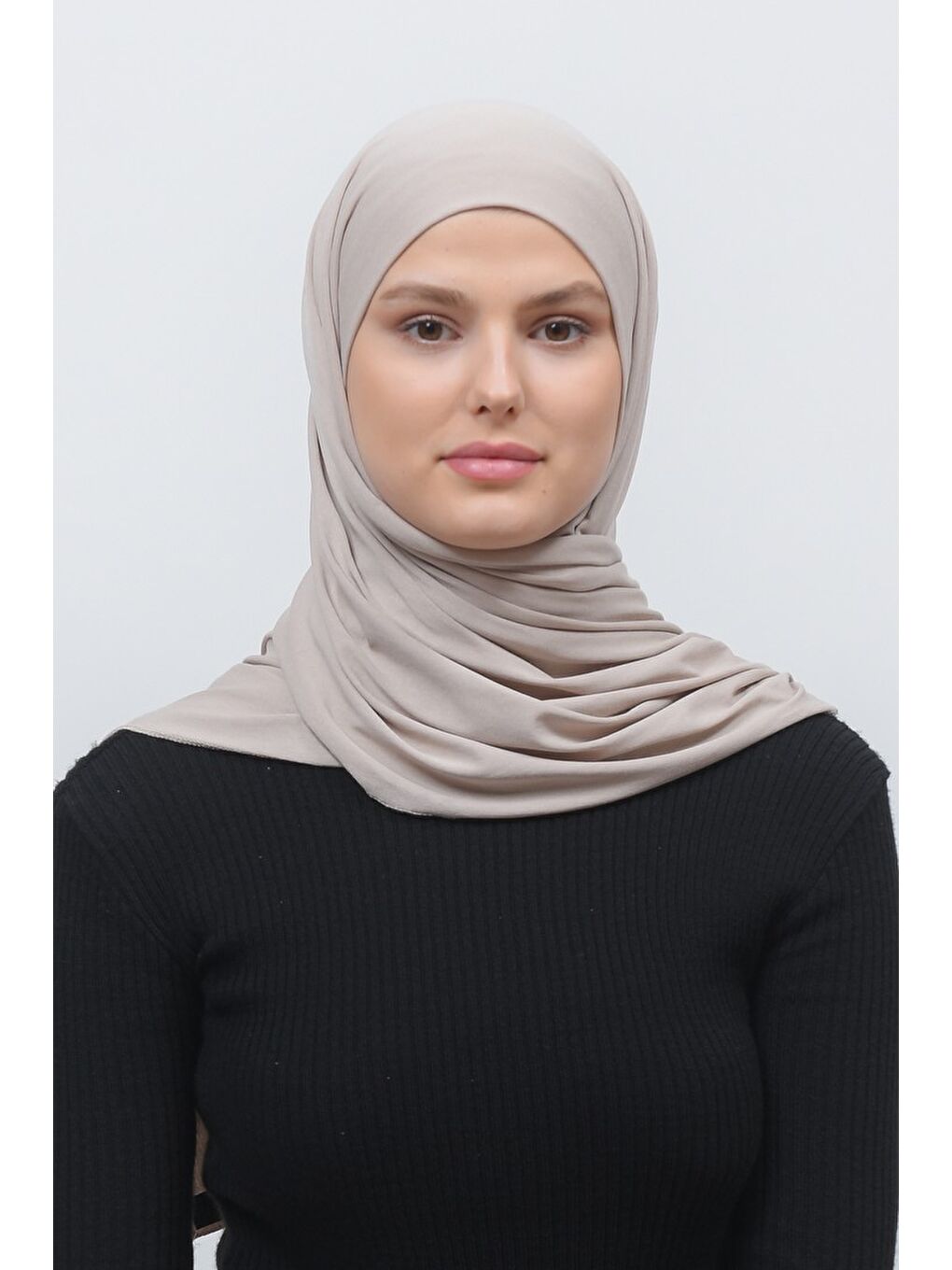 Bej Tesettür Düz Penye Şal