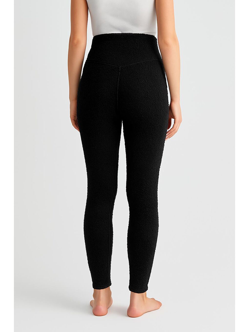 Siyah Dışı Pelüşlü Extra Kalın Esnek Beli Ayarlanabilir Kışlık Termal Hamile Tayt T26-2