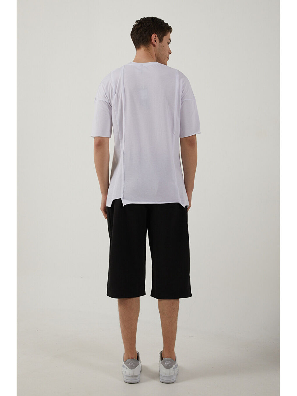 Siyah Erkek New York Baskılı Uzun Slim Fit Kalıp Şort SPR25SR086-1