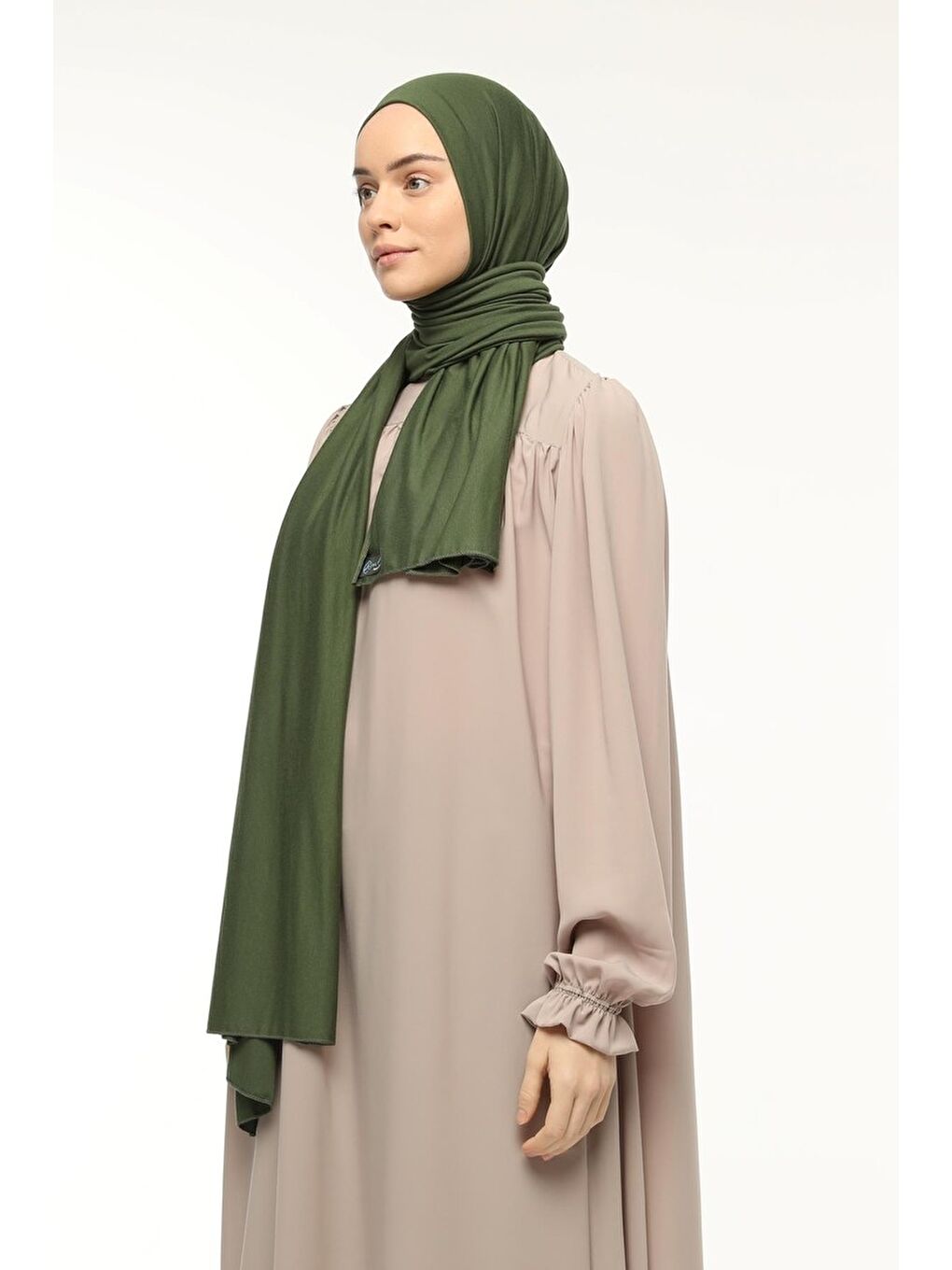 Haki Tesettür Düz Penye Şal-1