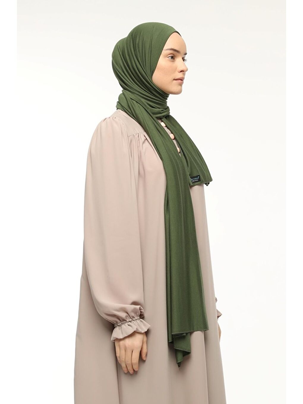 Haki Tesettür Düz Penye Şal-2