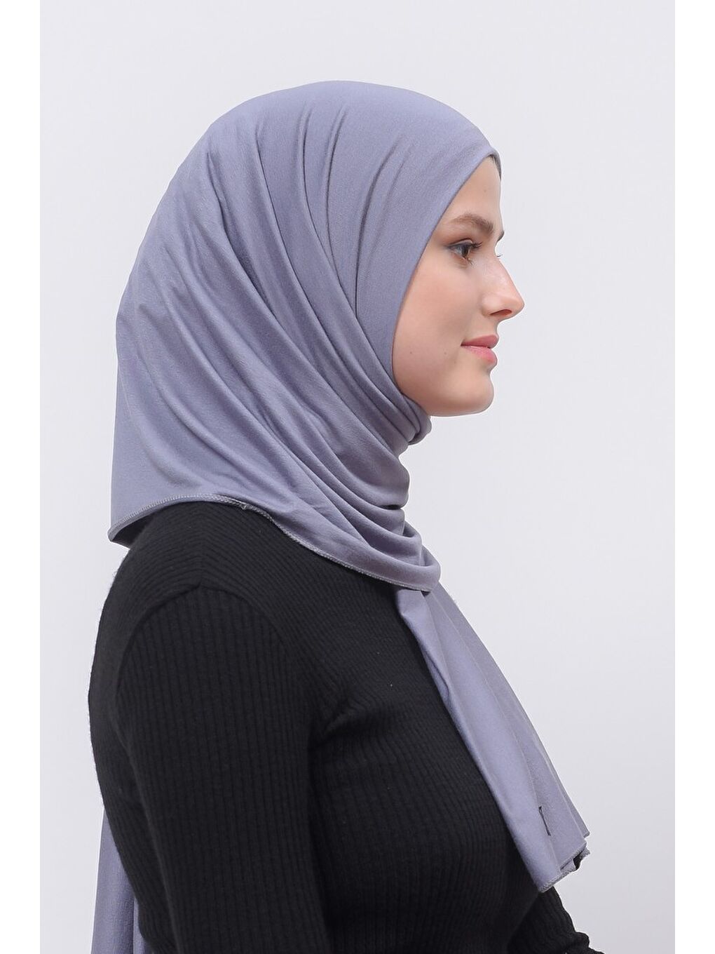 Gri Tesettür Düz Penye Şal-2