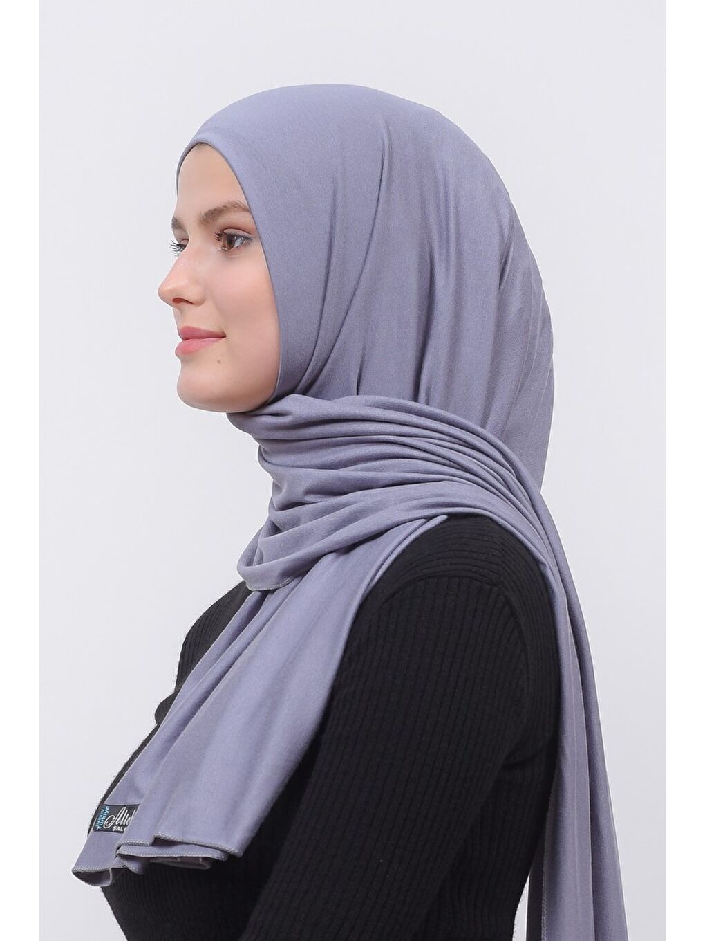 Gri Tesettür Düz Penye Şal-3