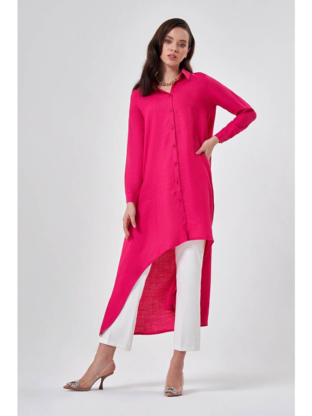Uzun Fuşya Tunik-1