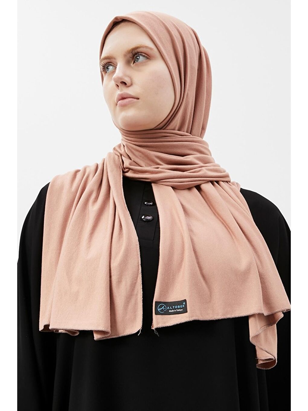 Bej Tesettür Düz Penye Şal-3