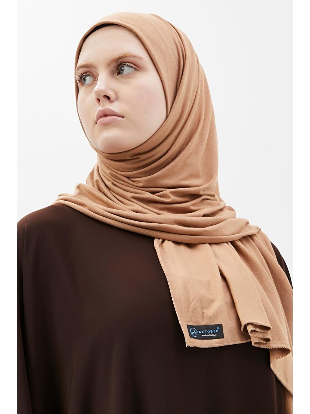 Kahverengi Tesettür Düz Penye Şal-3