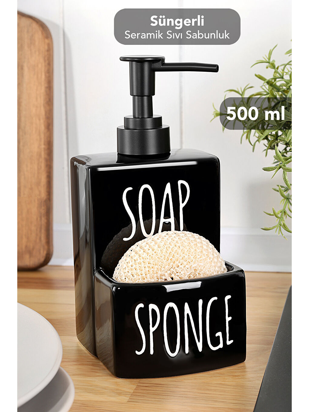 Siyah Süngerlik Bölmeli Sıvı Sabunluk