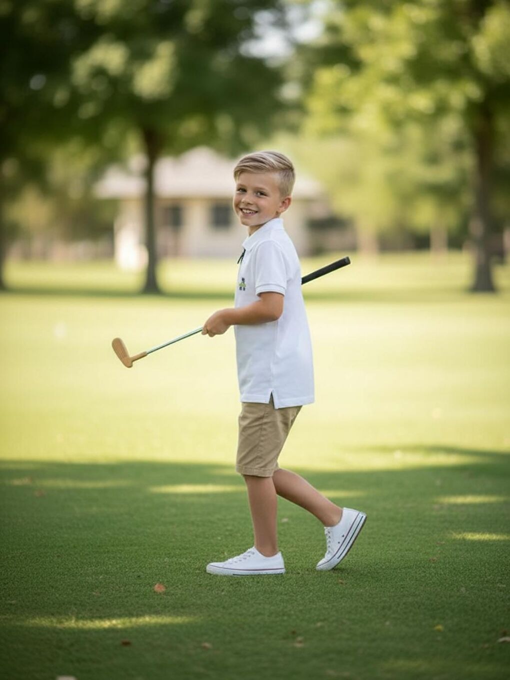 Beyaz Erkek Çocuk Polo Yaka Fermuarlı Tişört 5-15 yaş-3