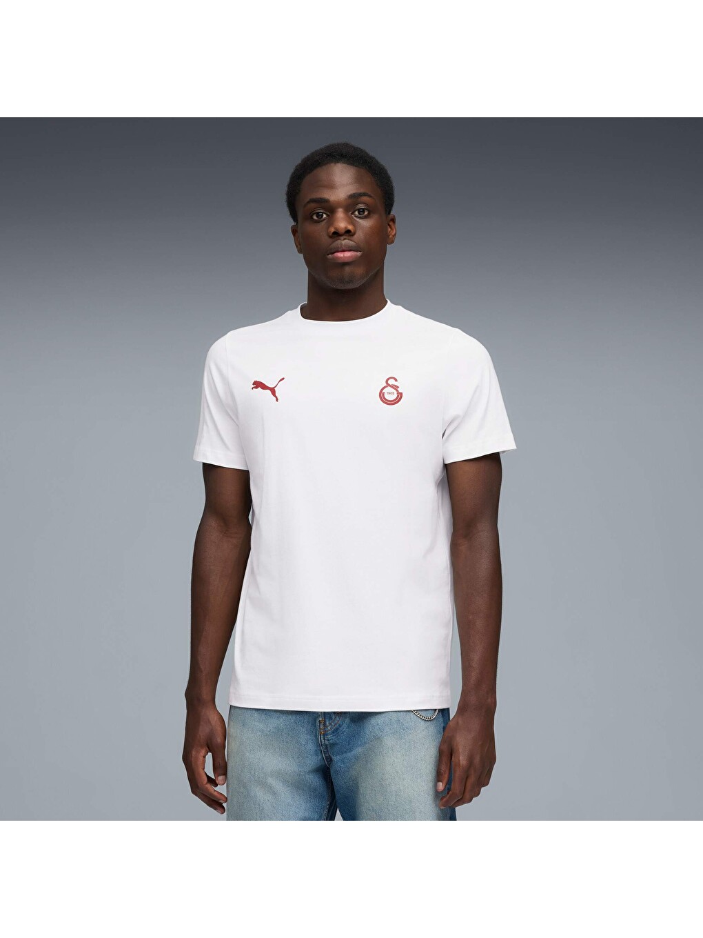 Beyaz GALATASARAY FtblESSENTIALS Erkek Tişört-4