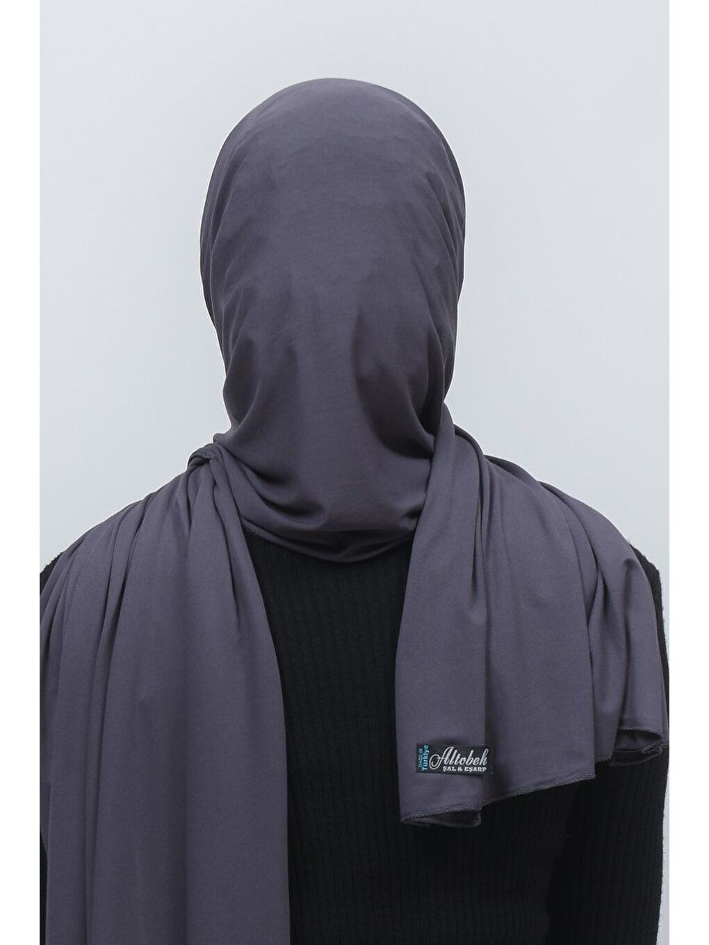 Gri Tesettür Düz Penye Şal-4