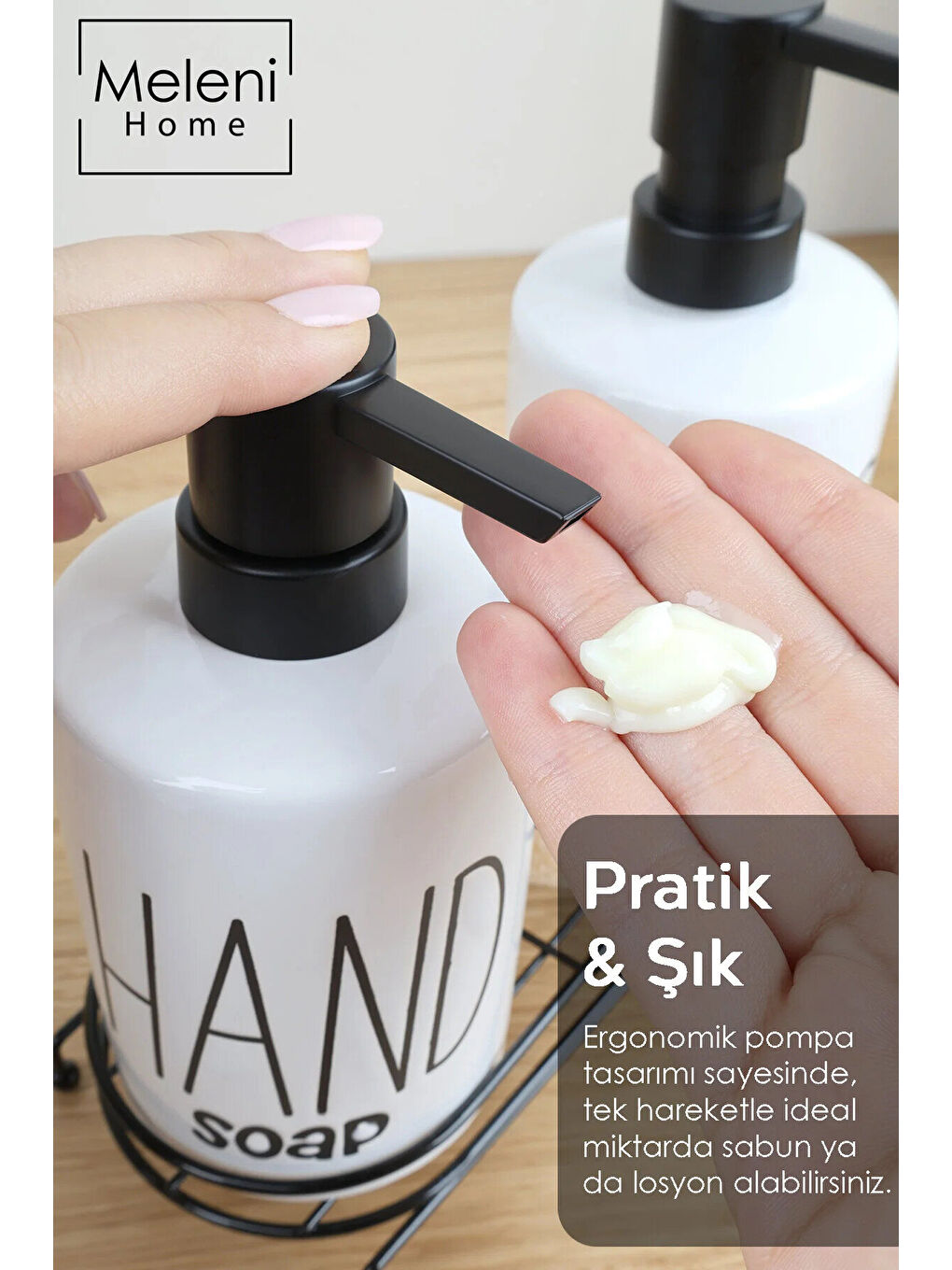 Beyaz 2'li Metal Standlı Süngerli Sabunluk Seti-2