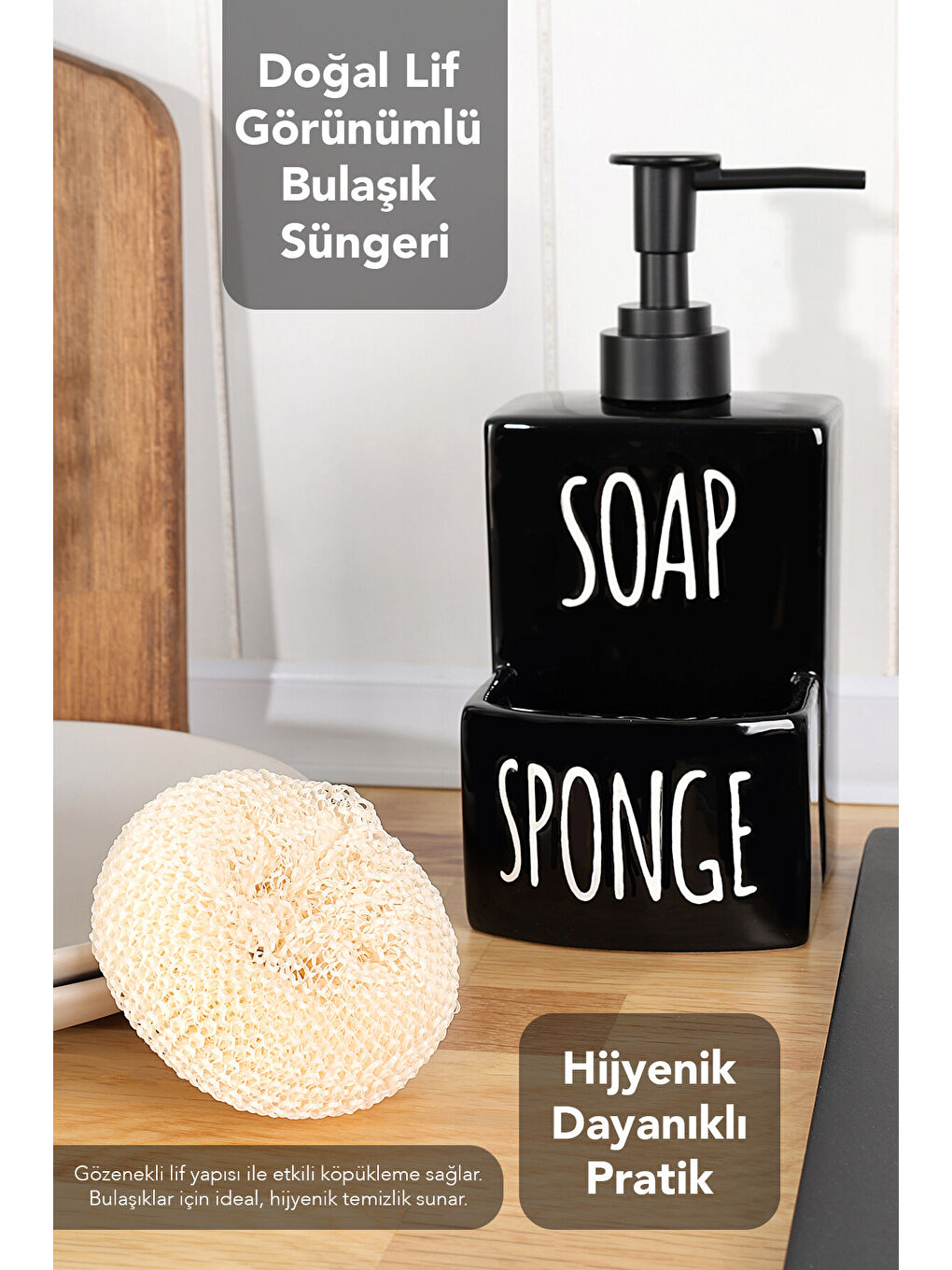 Siyah Süngerlik Bölmeli Sıvı Sabunluk-2