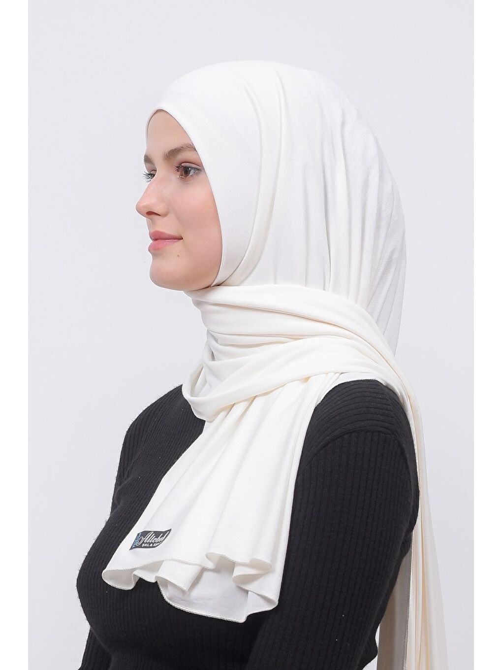 Ekru Tesettür Düz Penye Şal-3